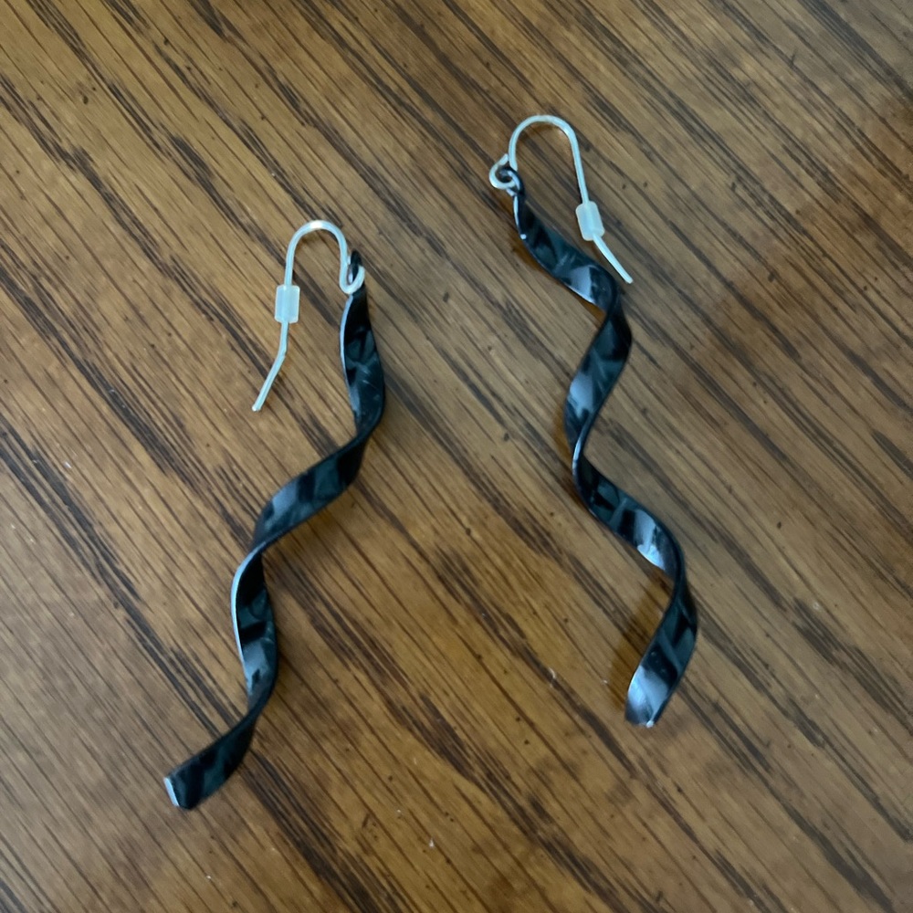 Black spiral earrings